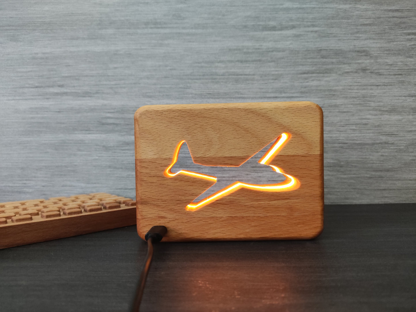 Segelflugzeug Holz LED Nachtlicht / Dekoration