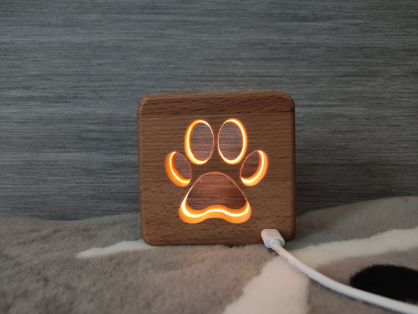 Pfote Holz LED Nachtlicht / Dekoration