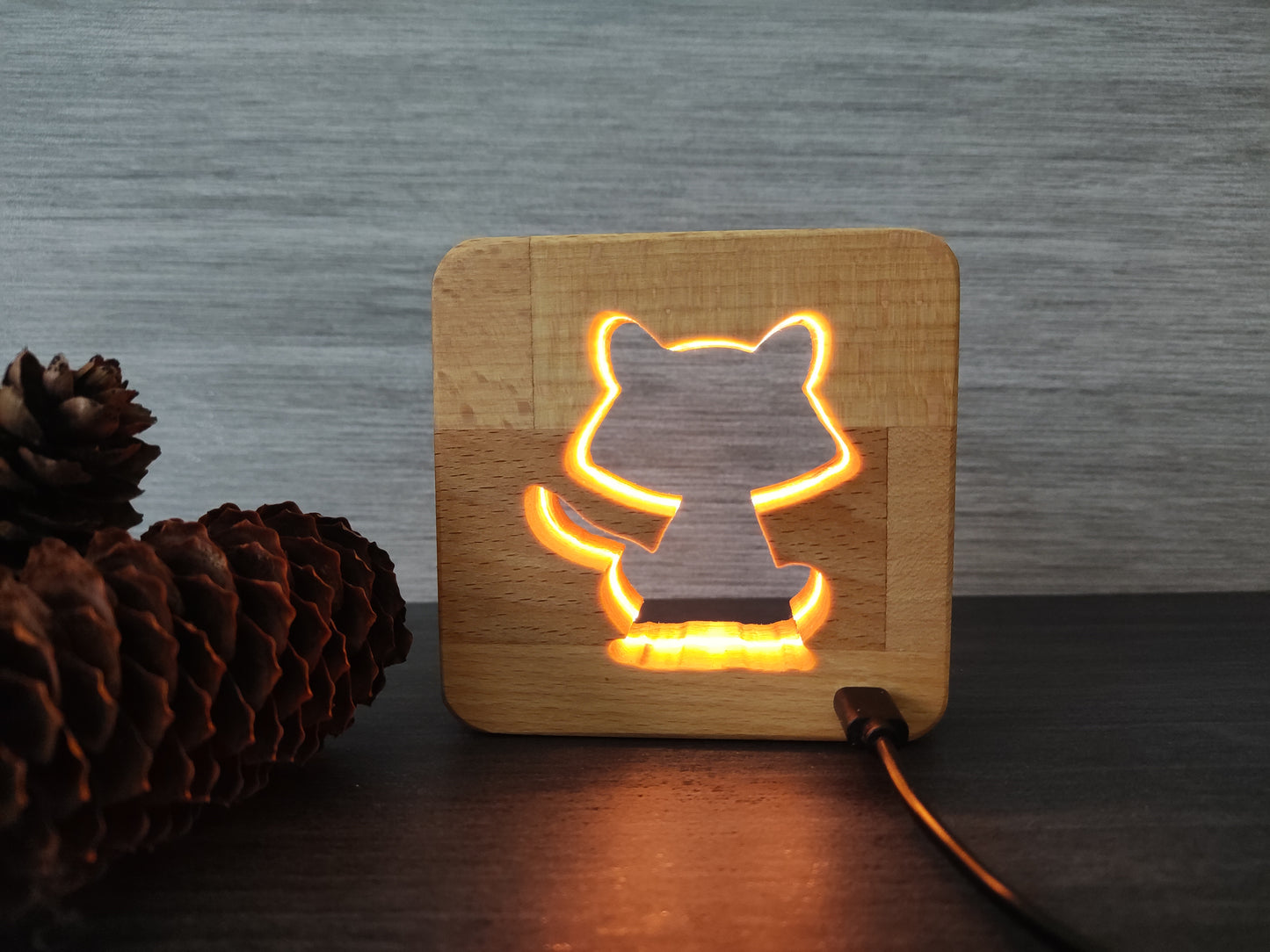 Fuchs Holz LED Nachtlicht / Dekoration