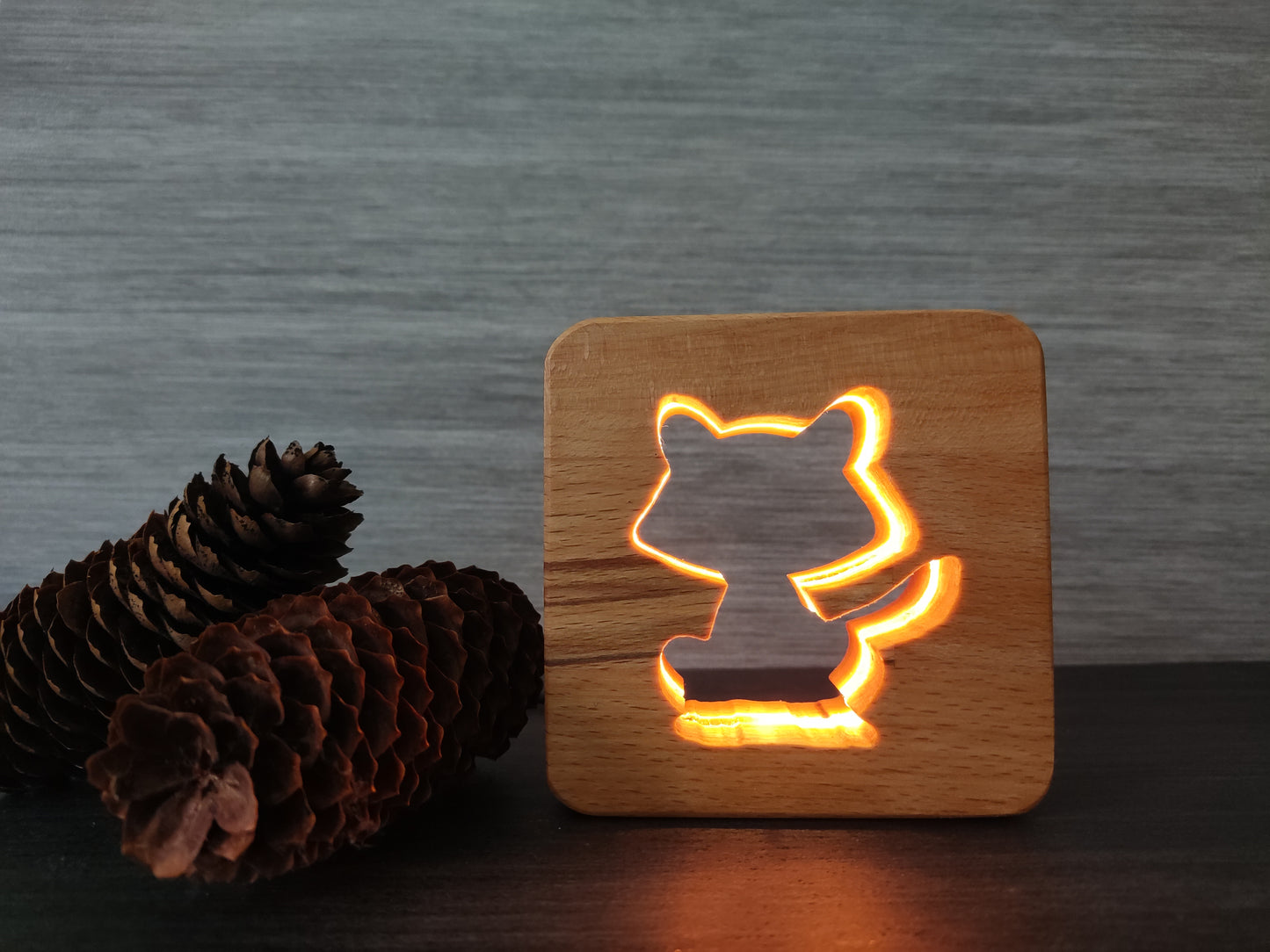 Fuchs Holz LED Nachtlicht / Dekoration