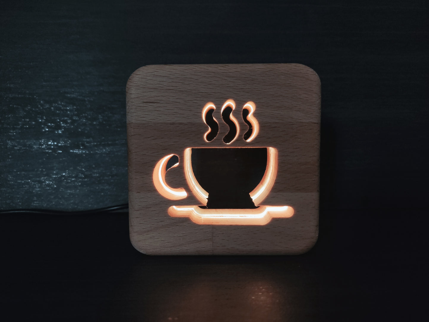 Kaffee / Cafe Holz LED Nachtlicht / Dekoration mit Fernbedienung / Farbsteuerung