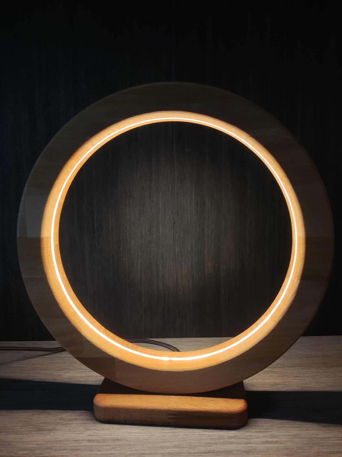 Kreis Holz LED Tischlampe / Dekoration