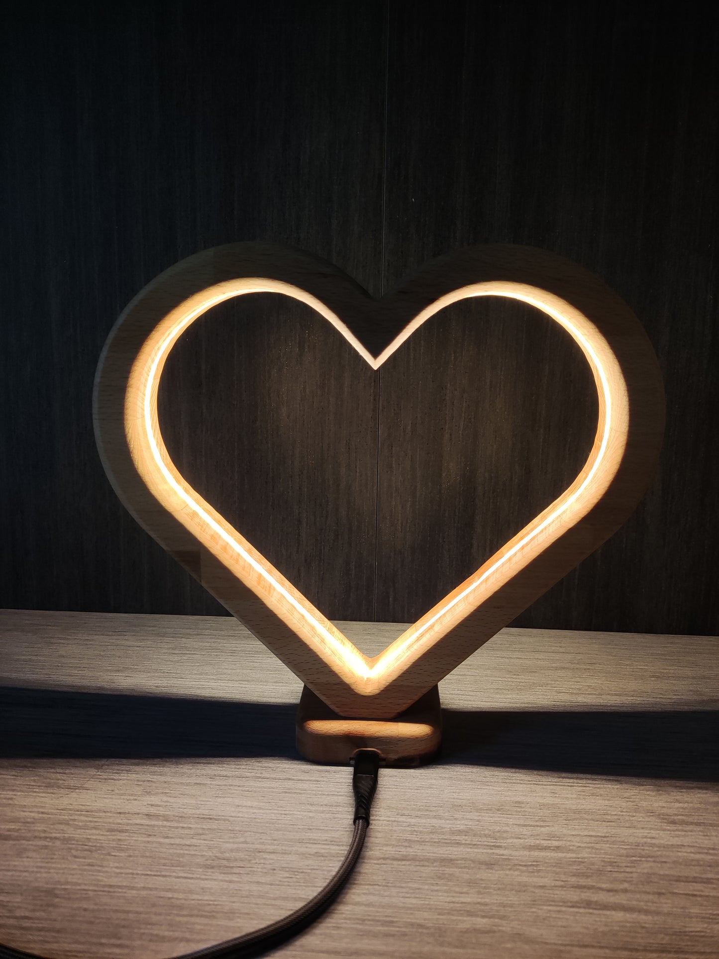 Herz Holz LED Tischlampe / Dekoration