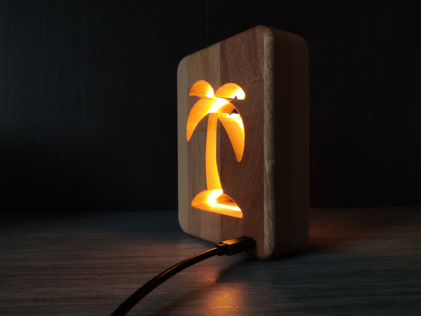 Palme Holz LED Nachtlicht - Dekoration
