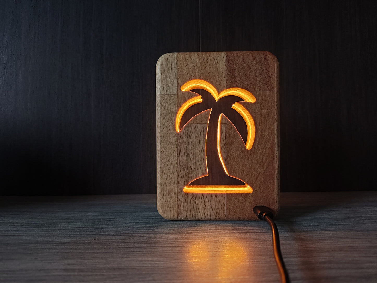 Palme Holz LED Nachtlicht - Dekoration