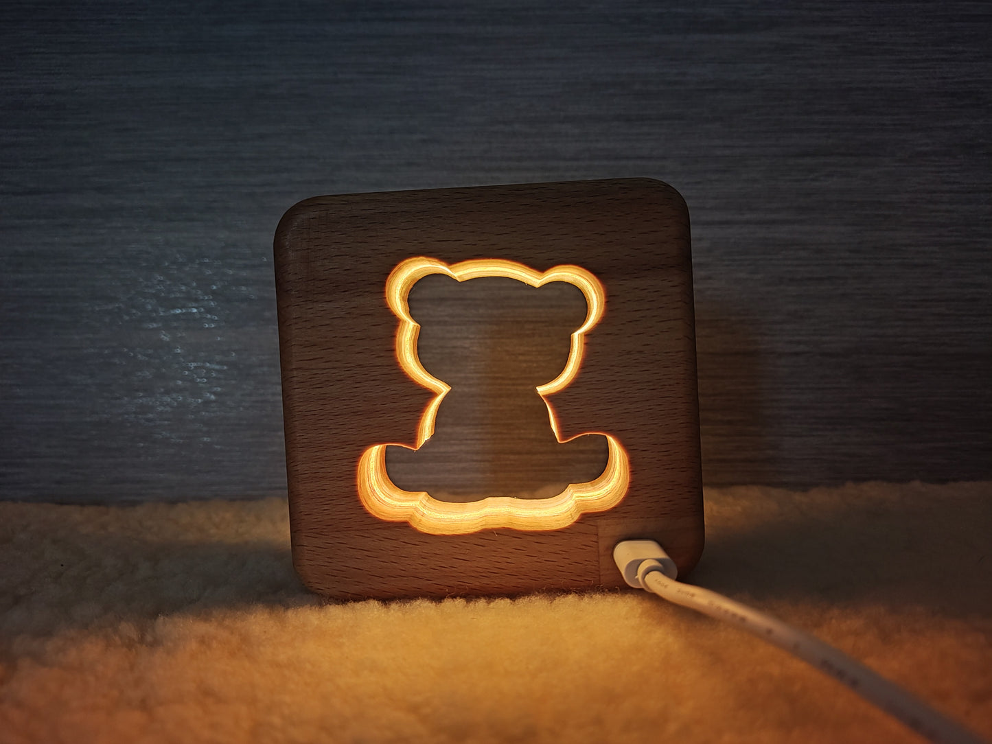Teddybär Holz LED Nachtlicht / Dekoration