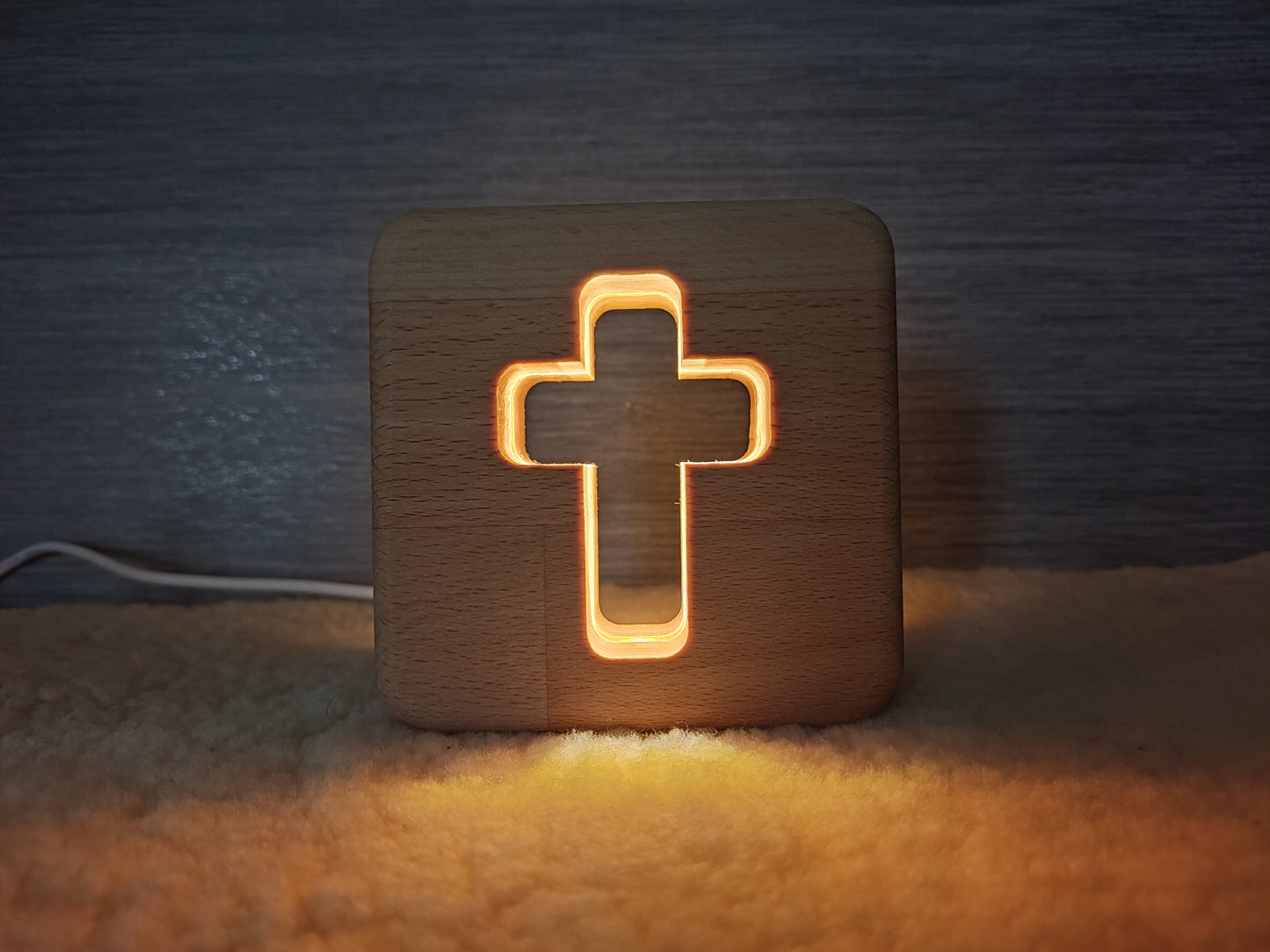 Kreuz Holz LED Nachtlicht / Dekoration