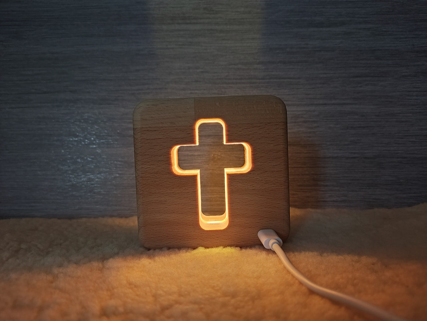 Kreuz Holz LED Nachtlicht / Dekoration