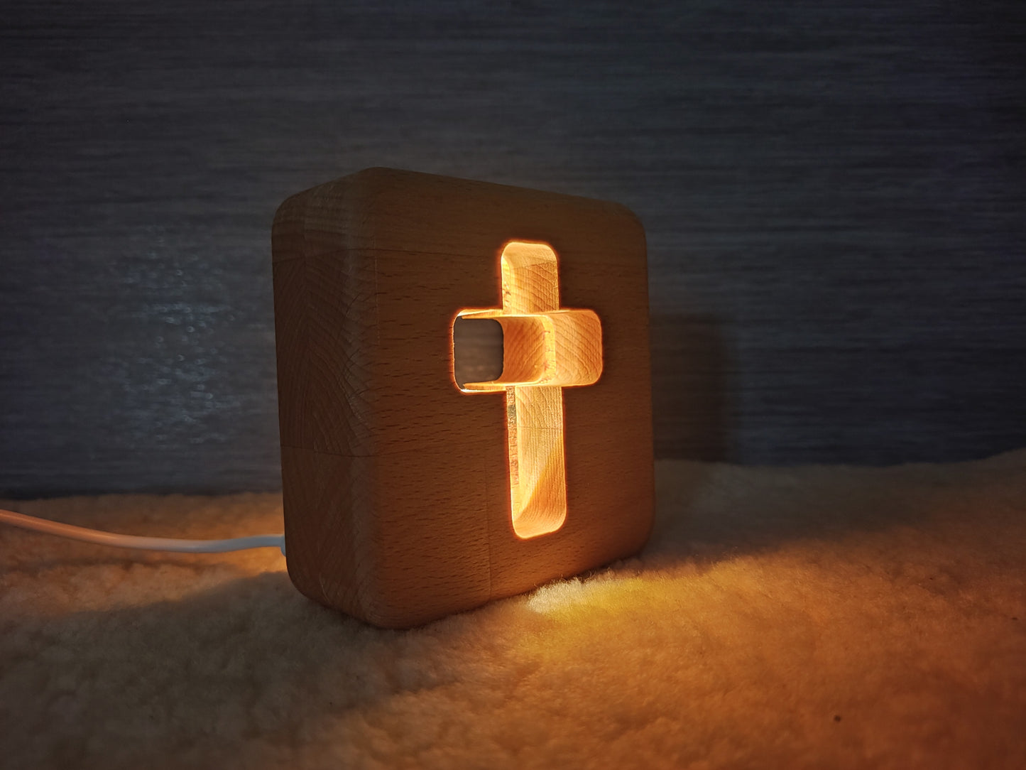 Kreuz Holz LED Nachtlicht / Dekoration