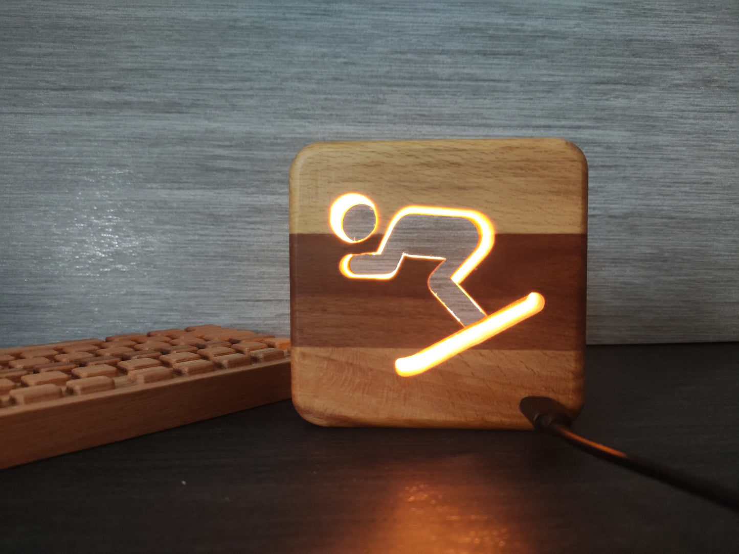Ski / Skifahren Holz LED Nachtlicht / Dekoration