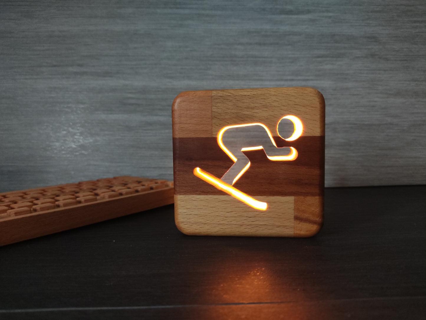 Ski / Skifahren Holz LED Nachtlicht / Dekoration