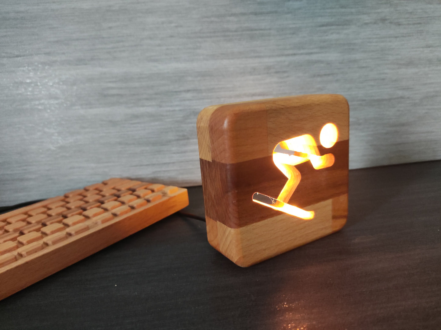 Ski / Skifahren Holz LED Nachtlicht / Dekoration