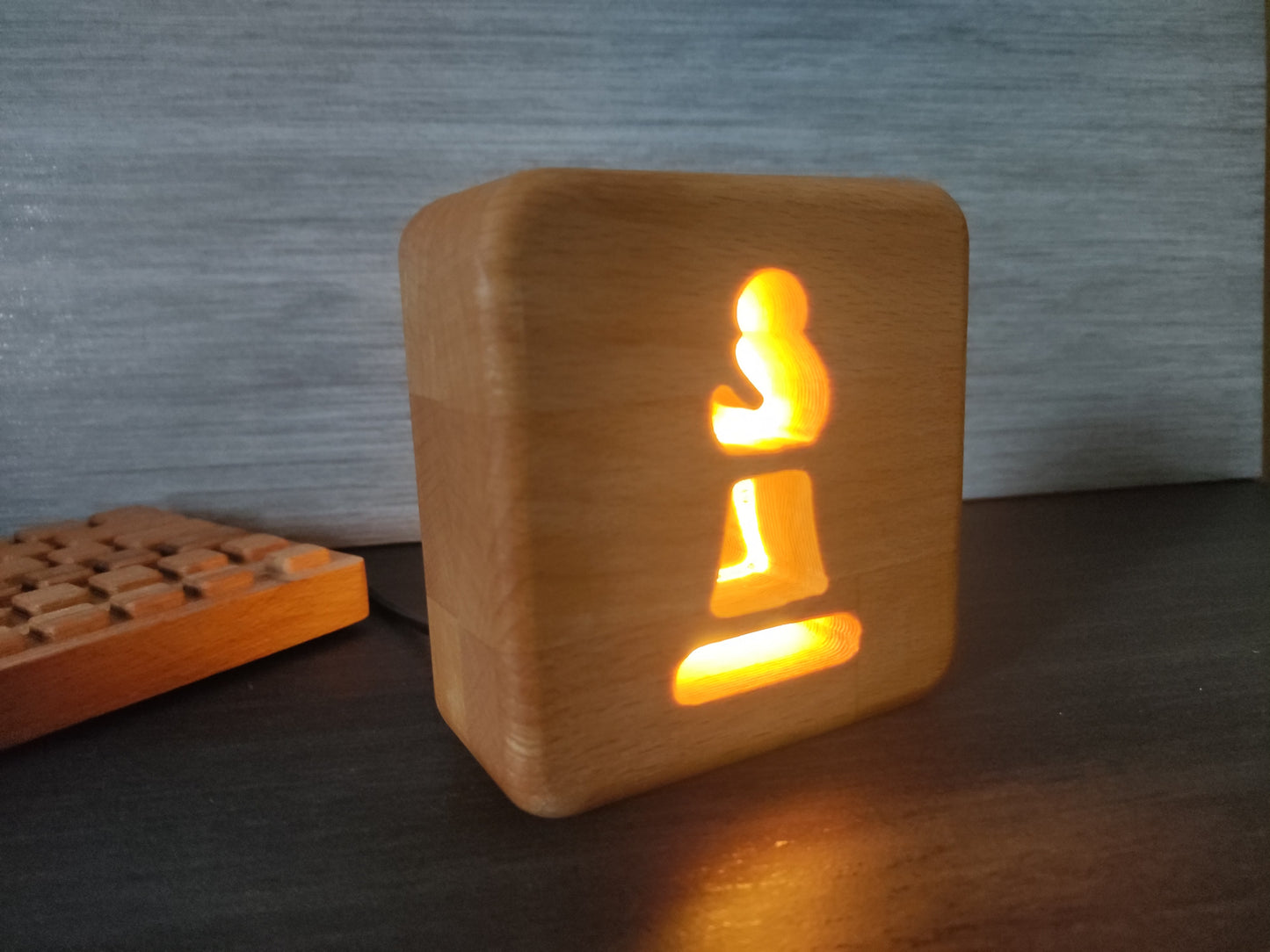 Schach Läufer Holz LED Nachtlicht / Dekoration