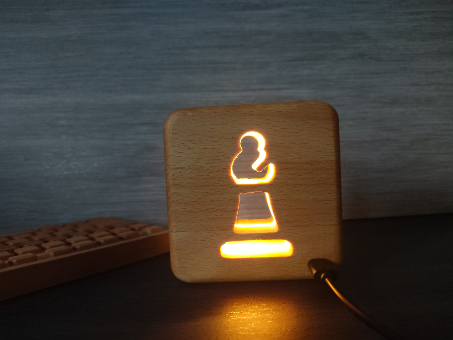 Schach Läufer Holz LED Nachtlicht / Dekoration