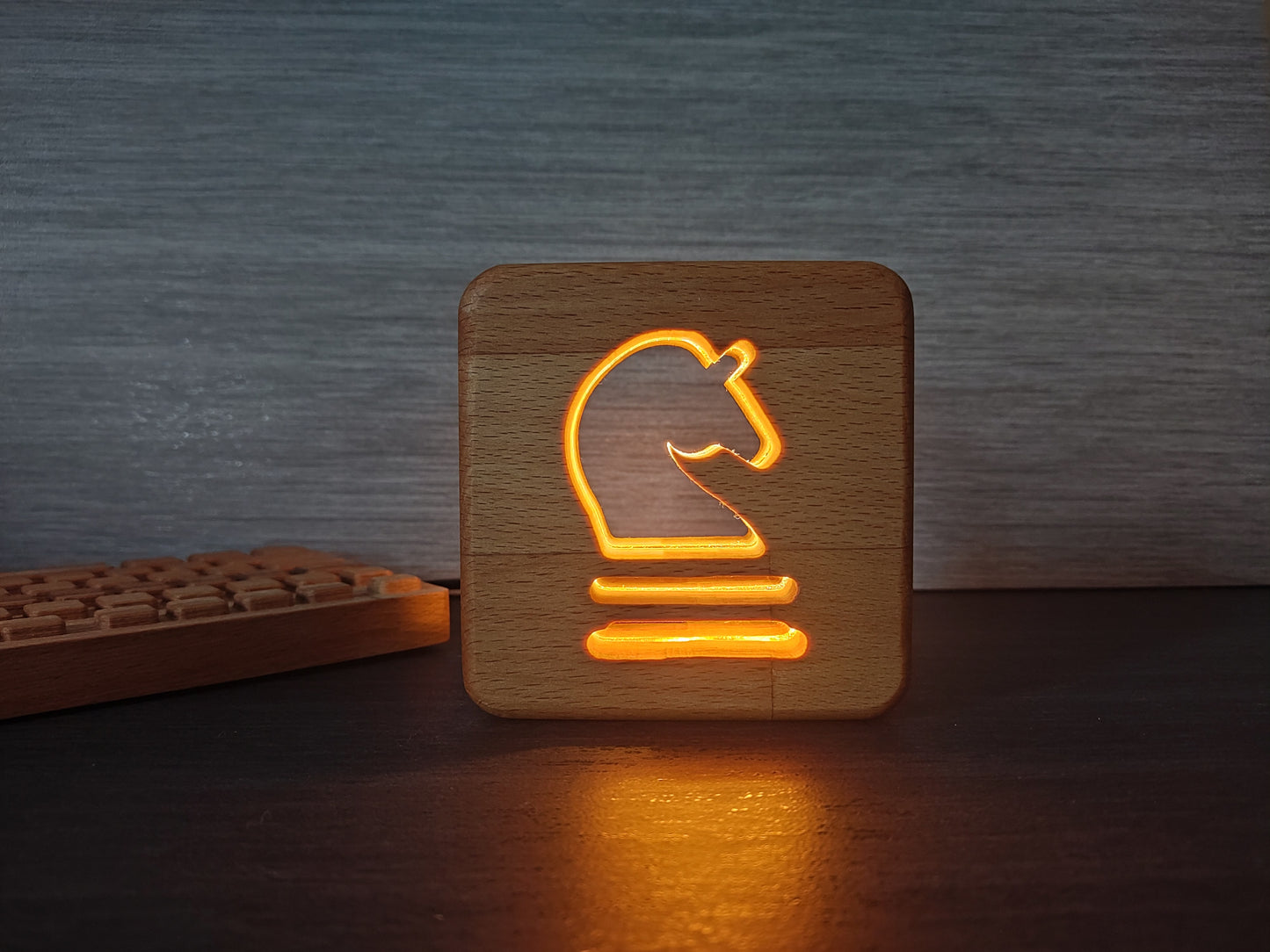 Schach Springer Holz LED Nachtlicht / Dekoration