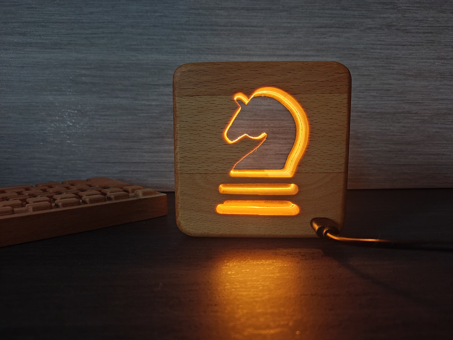 Schach Springer Holz LED Nachtlicht / Dekoration