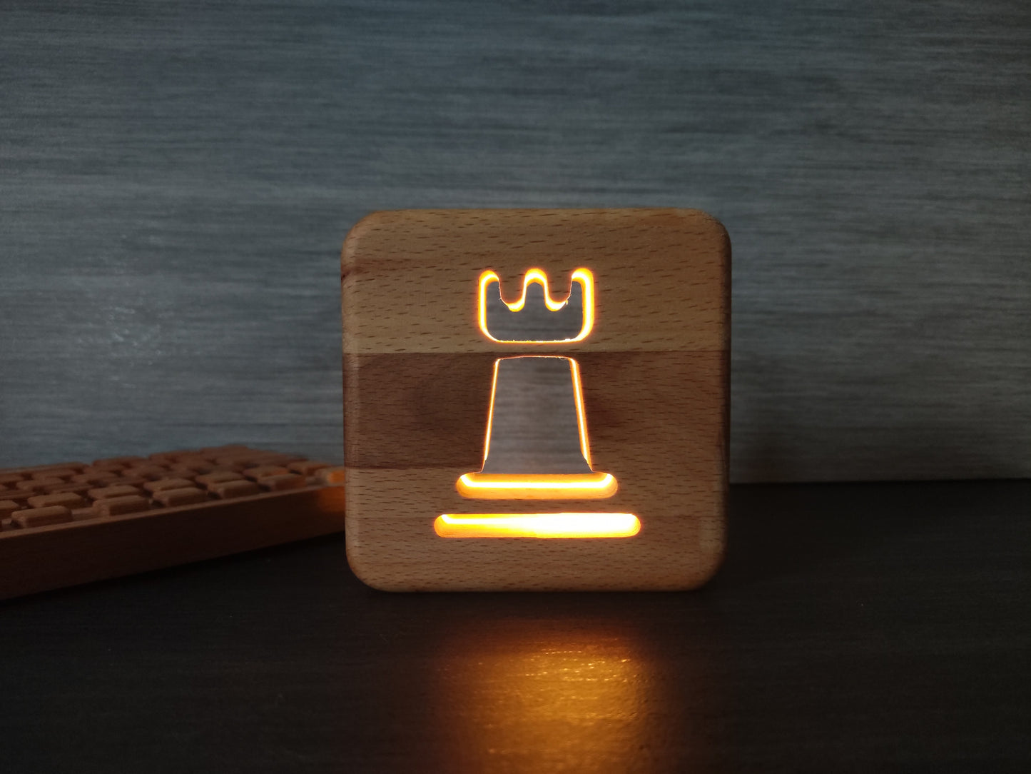 Schach Turm Holz LED Nachtlicht / Dekoration