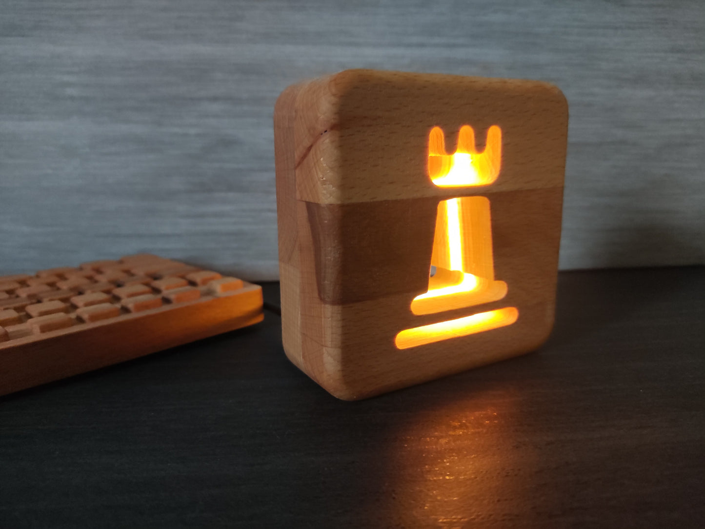 Schach Turm Holz LED Nachtlicht / Dekoration
