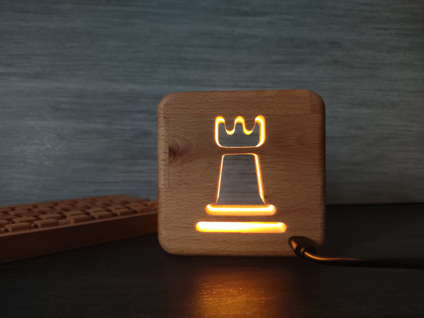 Schach Turm Holz LED Nachtlicht / Dekoration