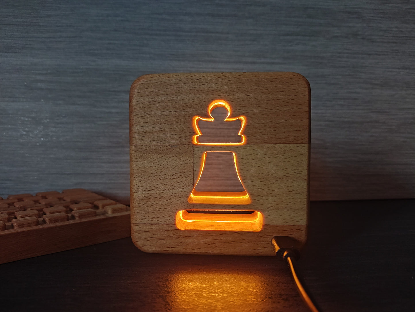 Schach Dame Holz LED Nachtlicht / DekorationLED Nachtlicht