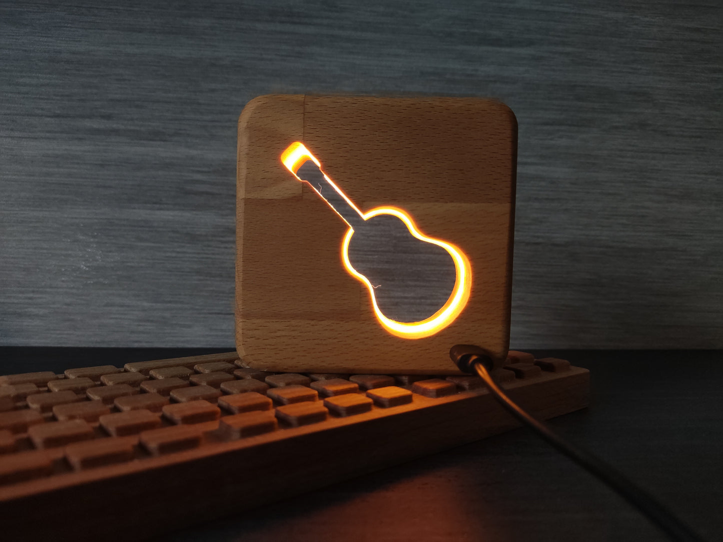 Gitarre Holz LED Nachtlicht / Dekoration