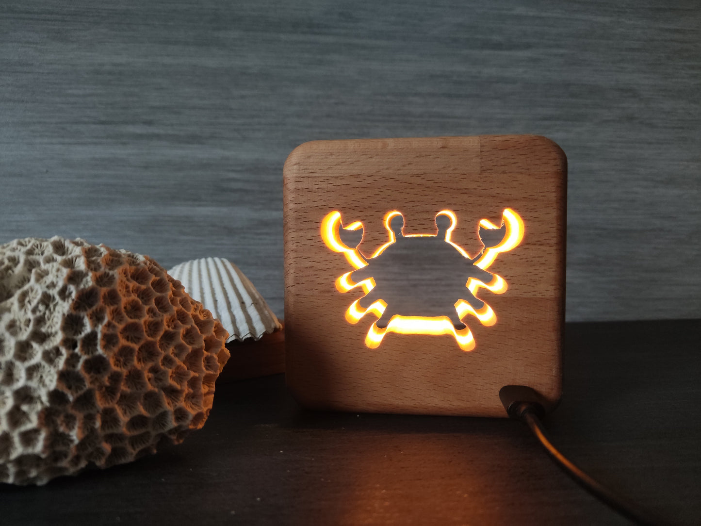 Krabbe Holz LED Nachtlicht / Dekoration