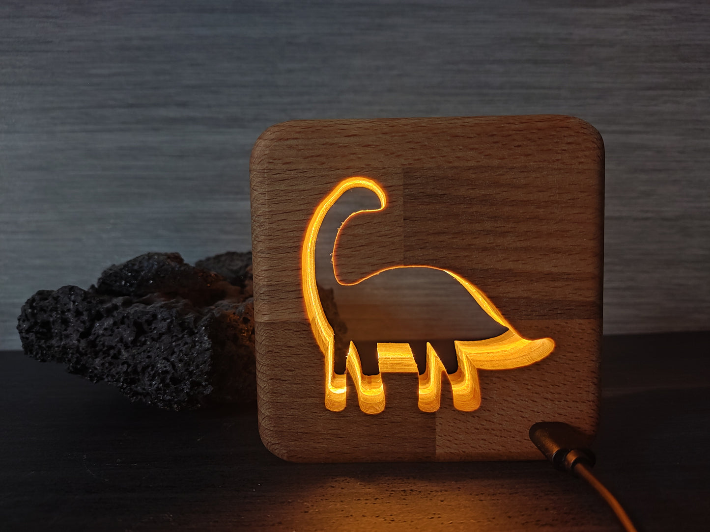 Dinosaurier Holz LED Nachtlicht / Dekoration