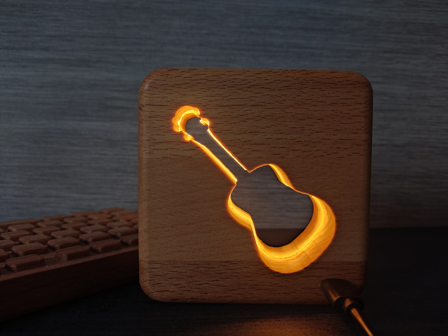 Ukulele Holz LED Nachtlicht / Dekoration