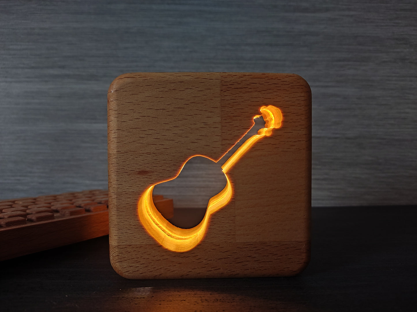 Ukulele Holz LED Nachtlicht / Dekoration