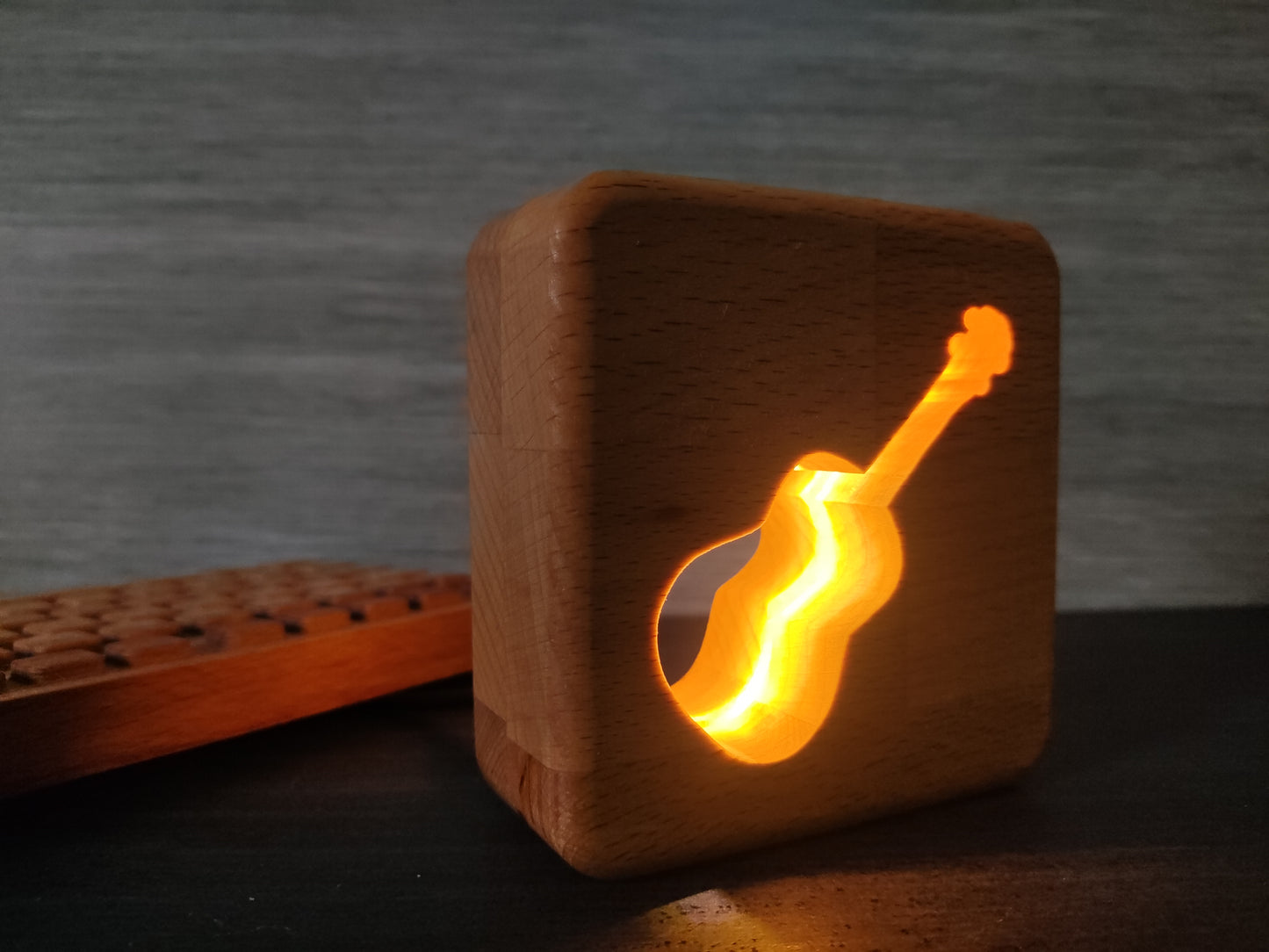 Ukulele Holz LED Nachtlicht / Dekoration