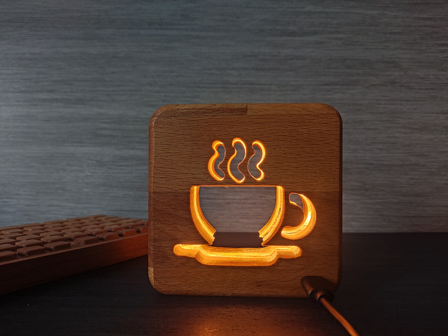 Kaffee / Cafe Holz LED Nachtlicht / Dekoration