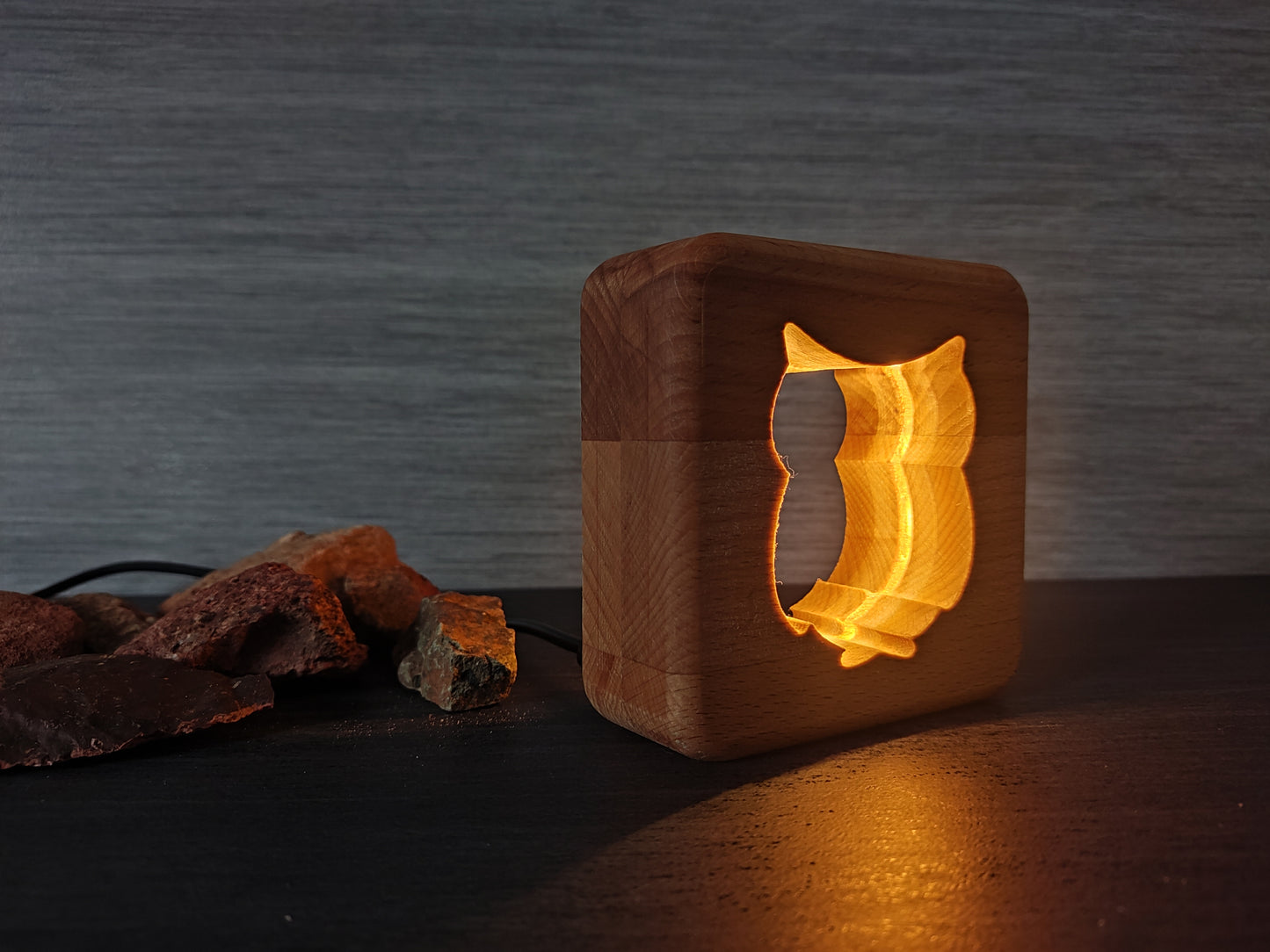 Eule LHolz LED Nachtlicht / Dekoration