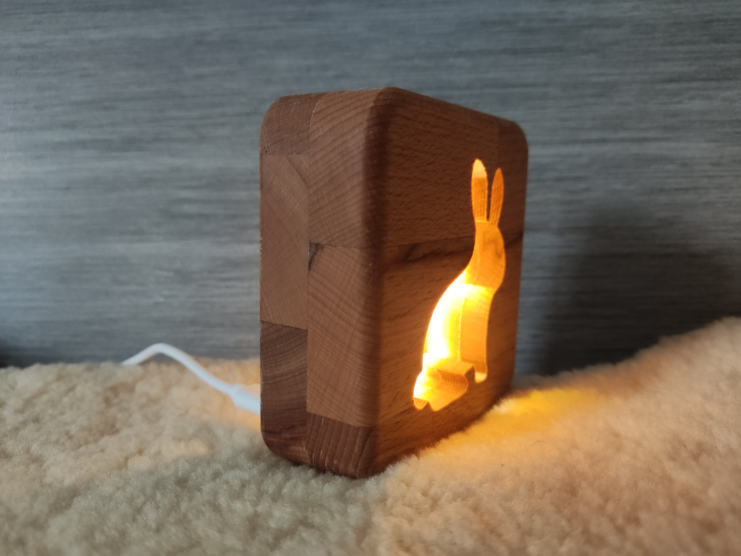 Hase (sitzend) Holz LED Nachtlicht / Dekoration