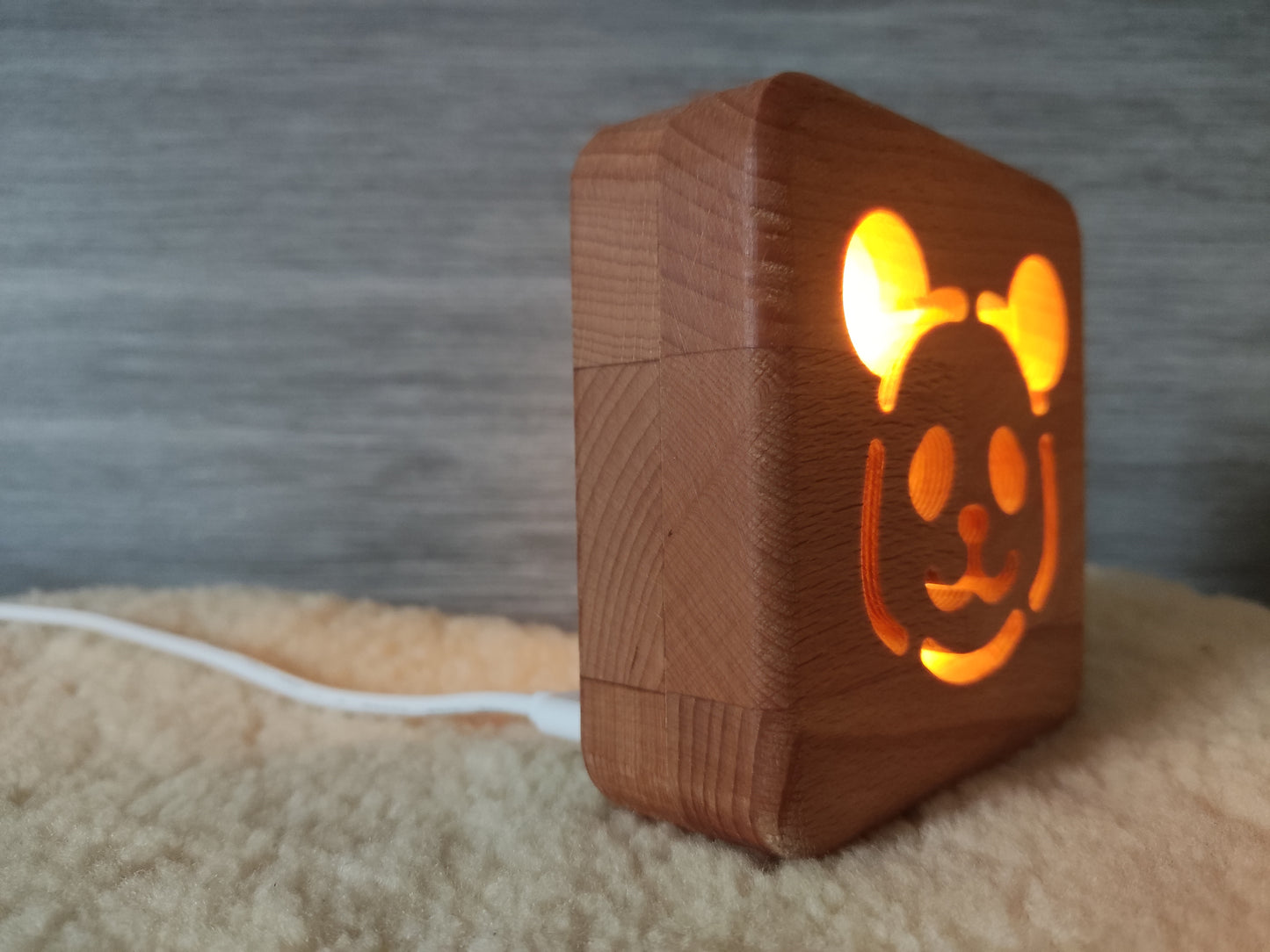 Panda Bär Holz LED Nachtlicht / Dekoration