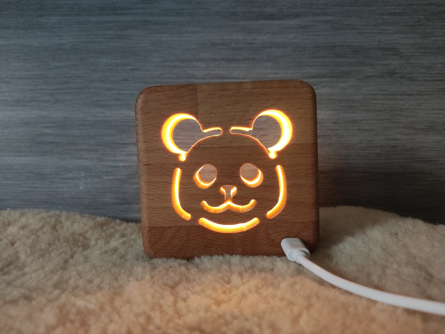 Panda Bär Holz LED Nachtlicht / Dekoration
