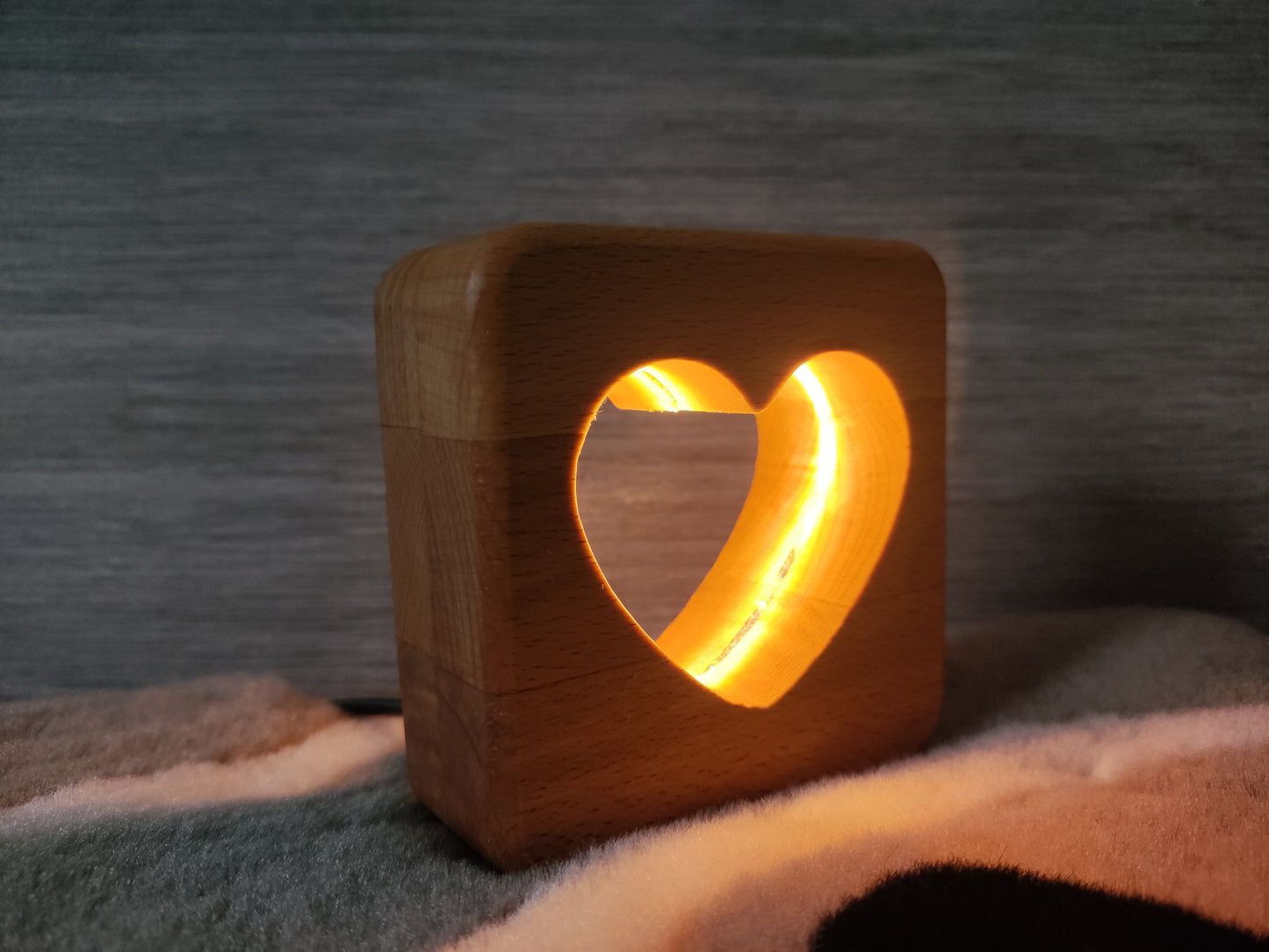 Herz Holz LED Nachtlicht / Dekoration