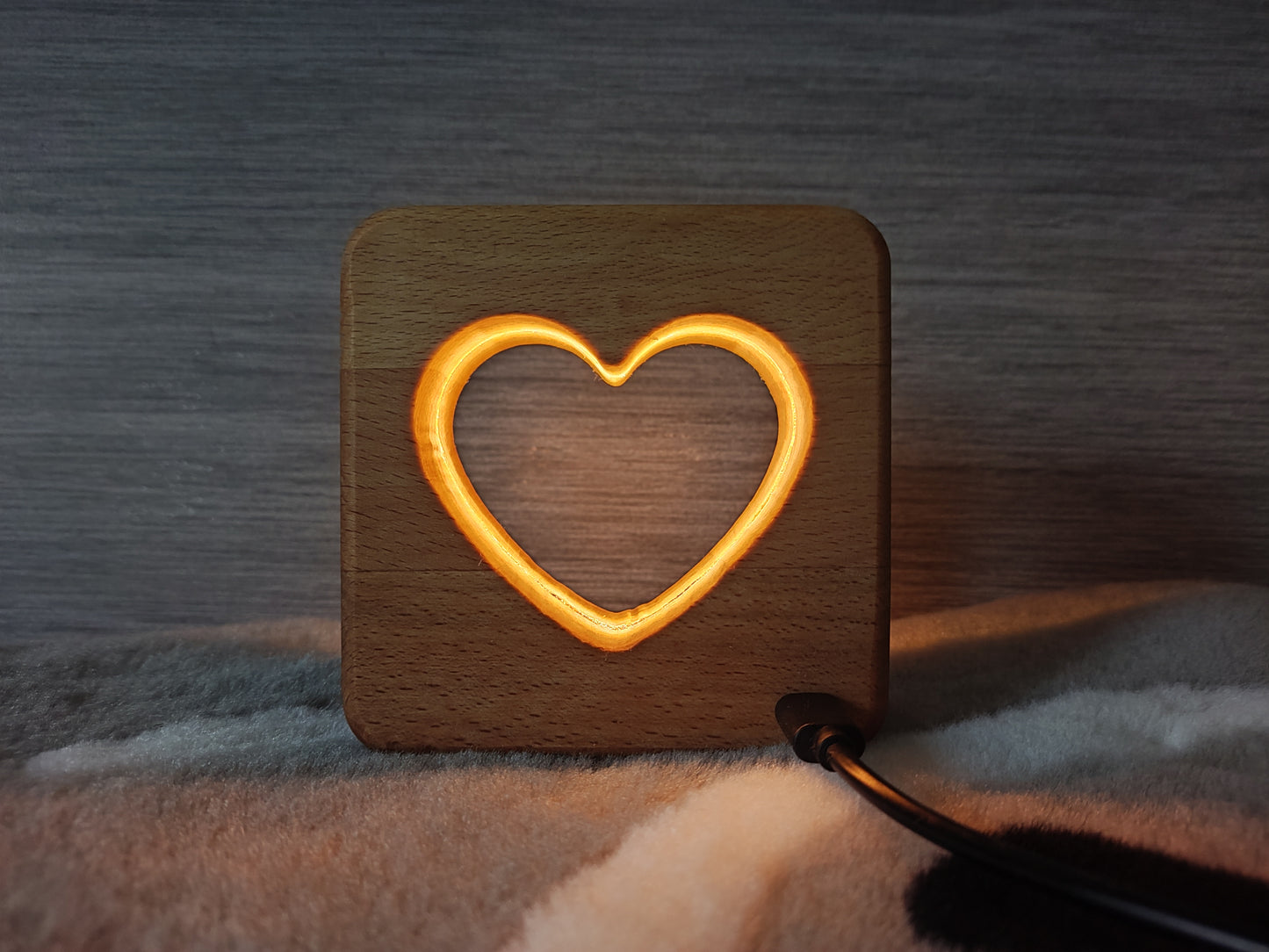 Herz Holz LED Nachtlicht / Dekoration