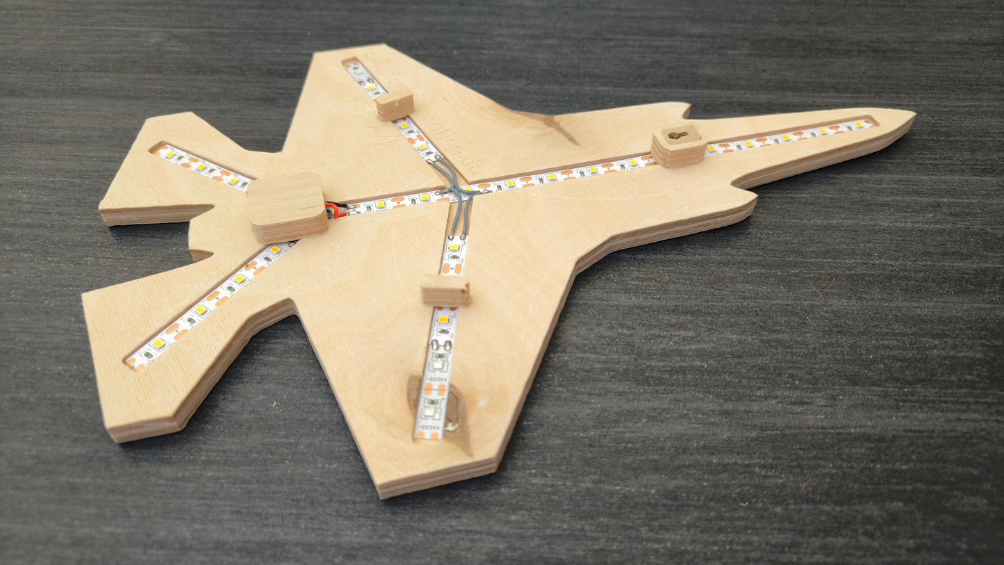 F35 A/B Lightning II Holz LED Wanddekoration / Nachtlicht