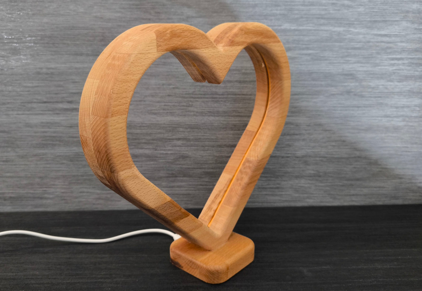 Herz (Klein) Holz LED Tischlampe / Dekoration
