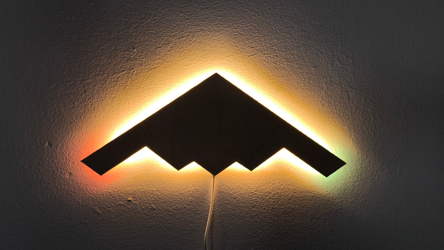 B2 Spirit Bomber Holz LED Wanddekoration / Nachtlicht