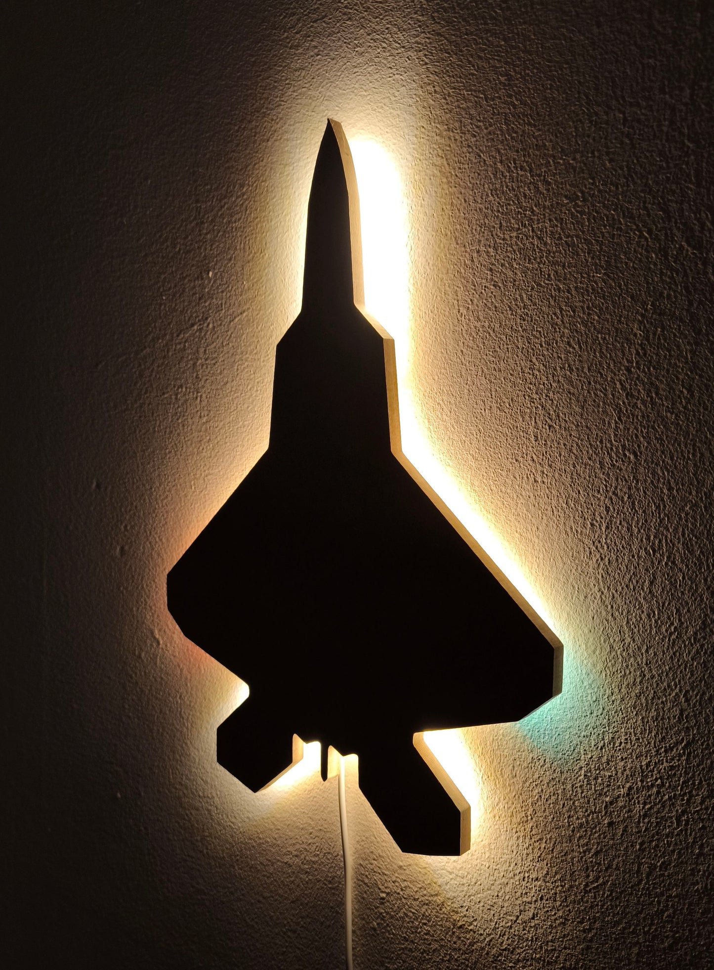 F22 Raptor Holz LED Wanddekoration / Nachtlicht