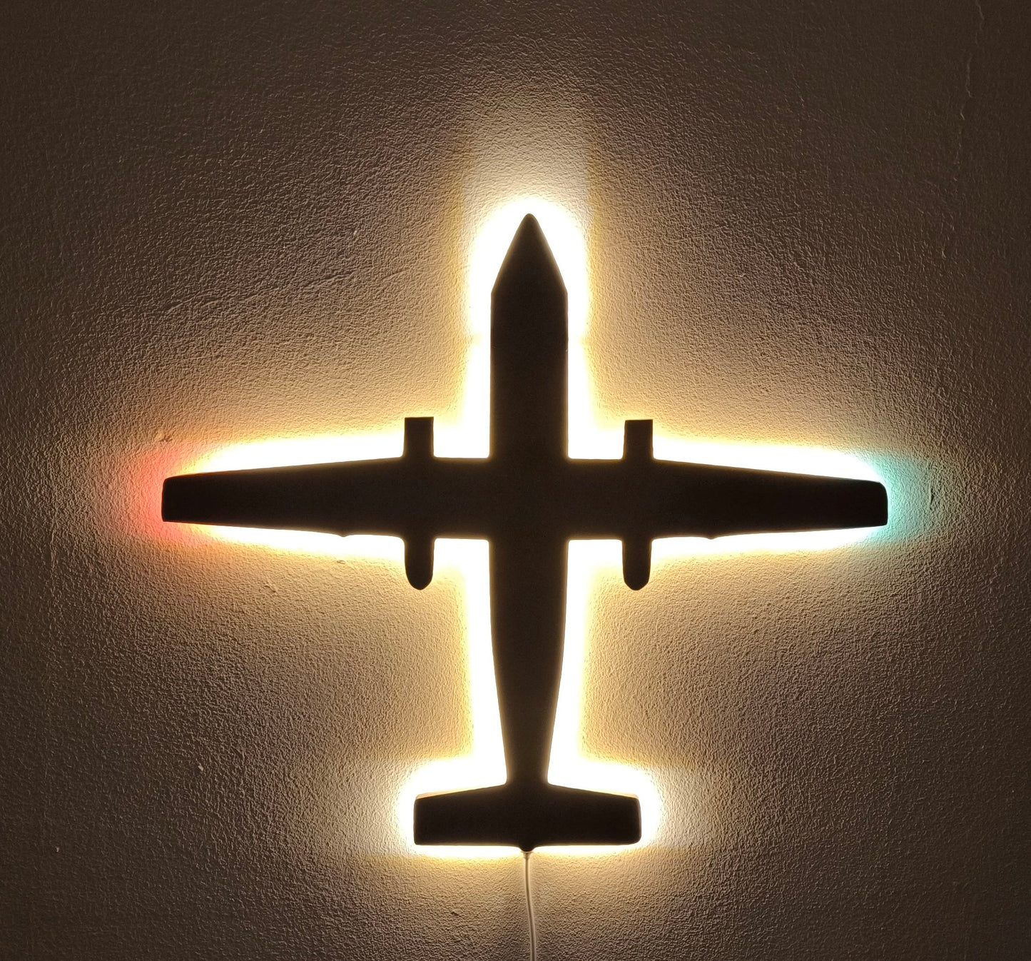 De Havilland DHC-8 Dash-8 Holz LED Wanddekoration / Nachtlicht