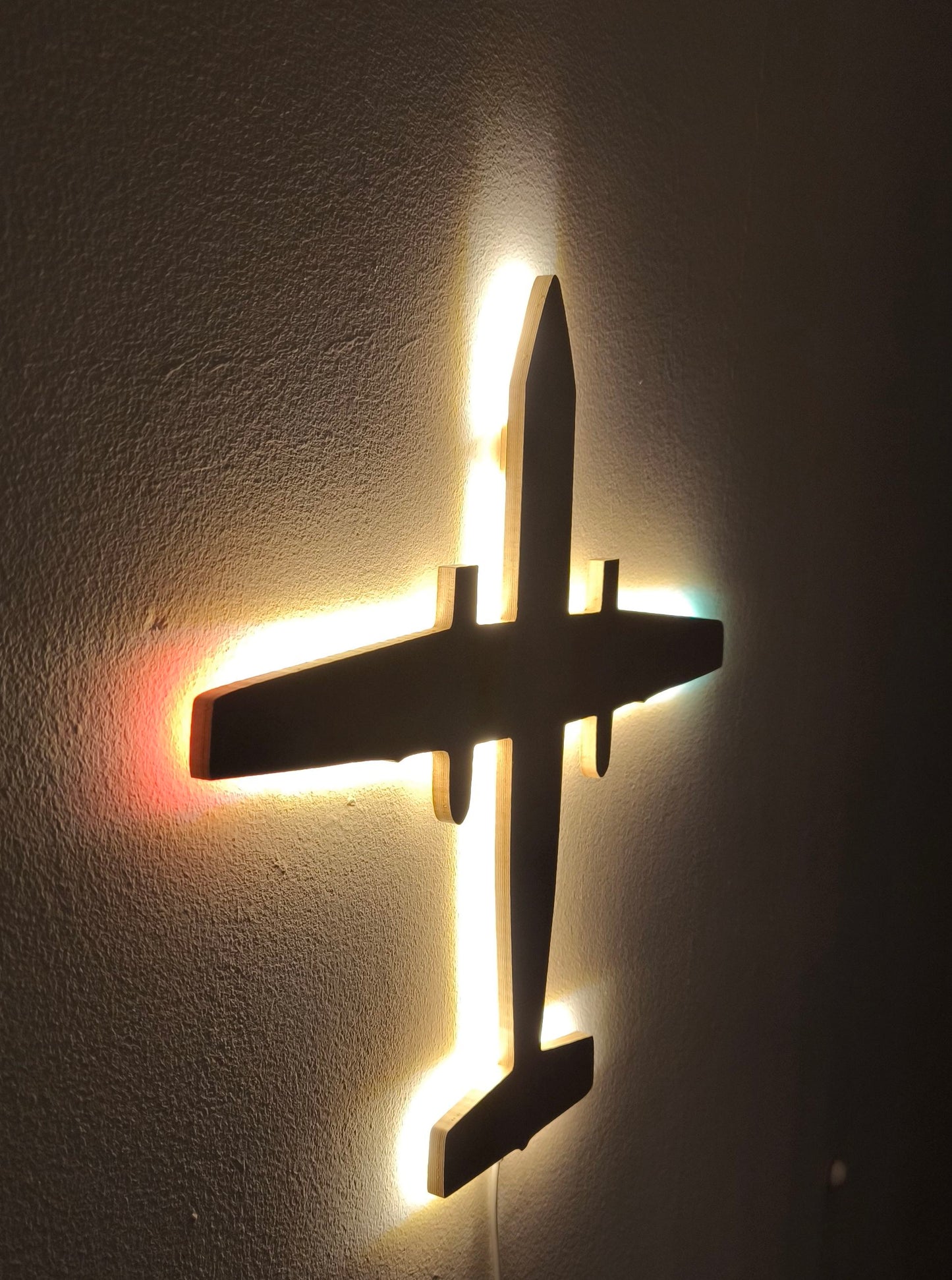 De Havilland DHC-8 Dash-8 Holz LED Wanddekoration / Nachtlicht
