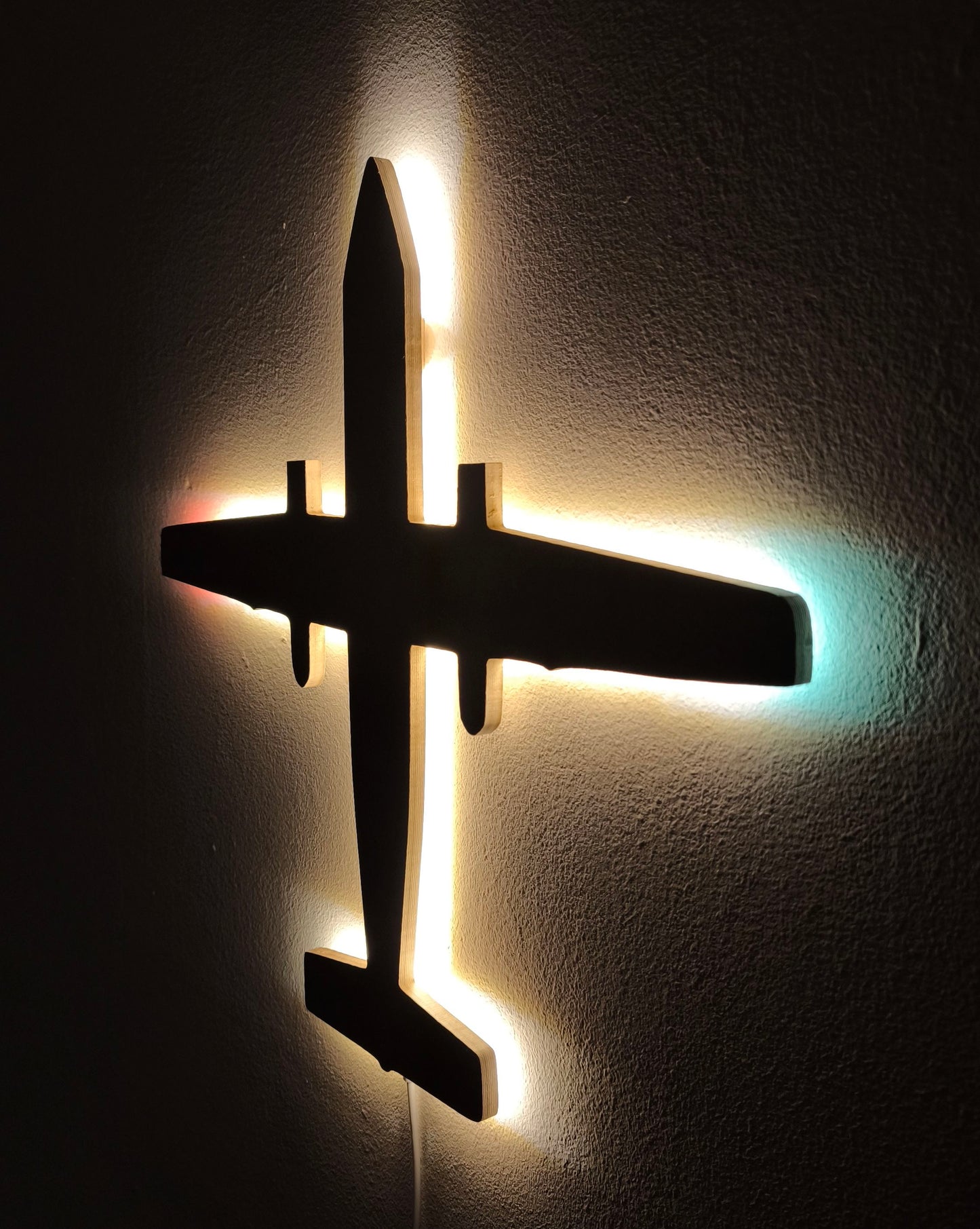 De Havilland DHC-8 Dash-8 Holz LED Wanddekoration / Nachtlicht