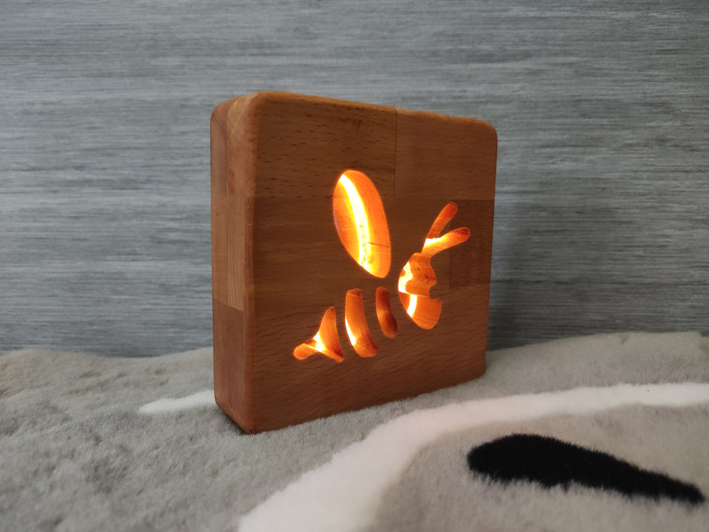 Biene (mittlere Größe) Holz LED Nachtlicht / Dekoration