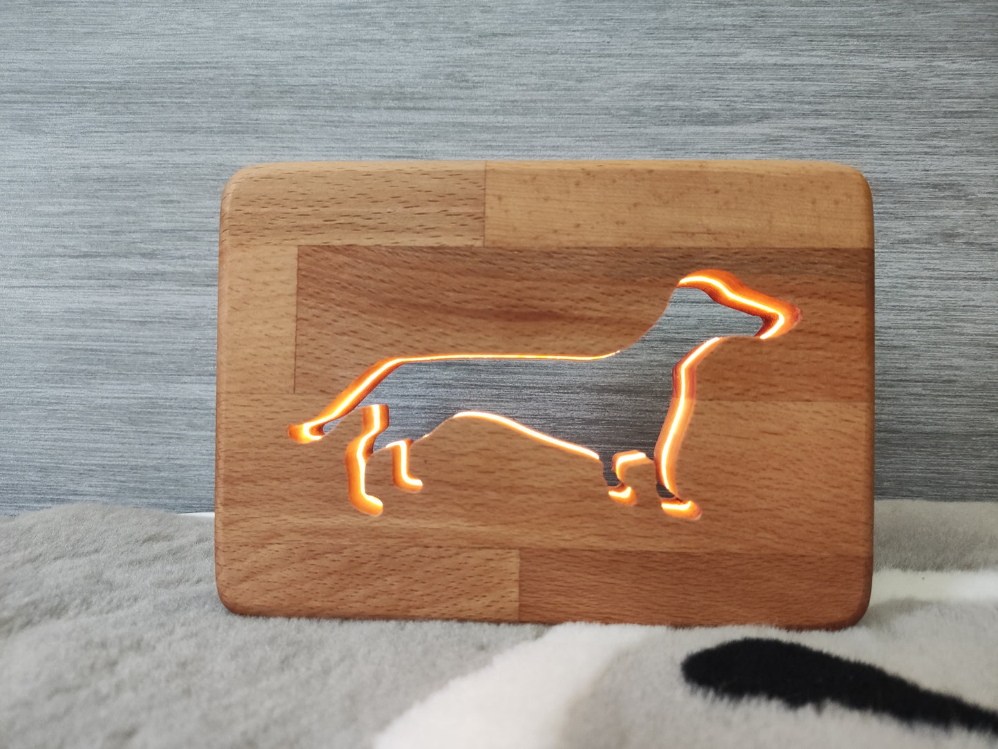 Dachshund / Dackel (mittlere Größe) Holz LED Nachtlicht / Dekoration
