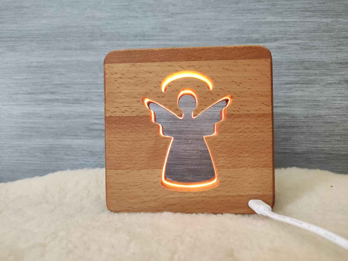 Engel (mittlere Größe) Holz LED Nachtlicht / Dekoration