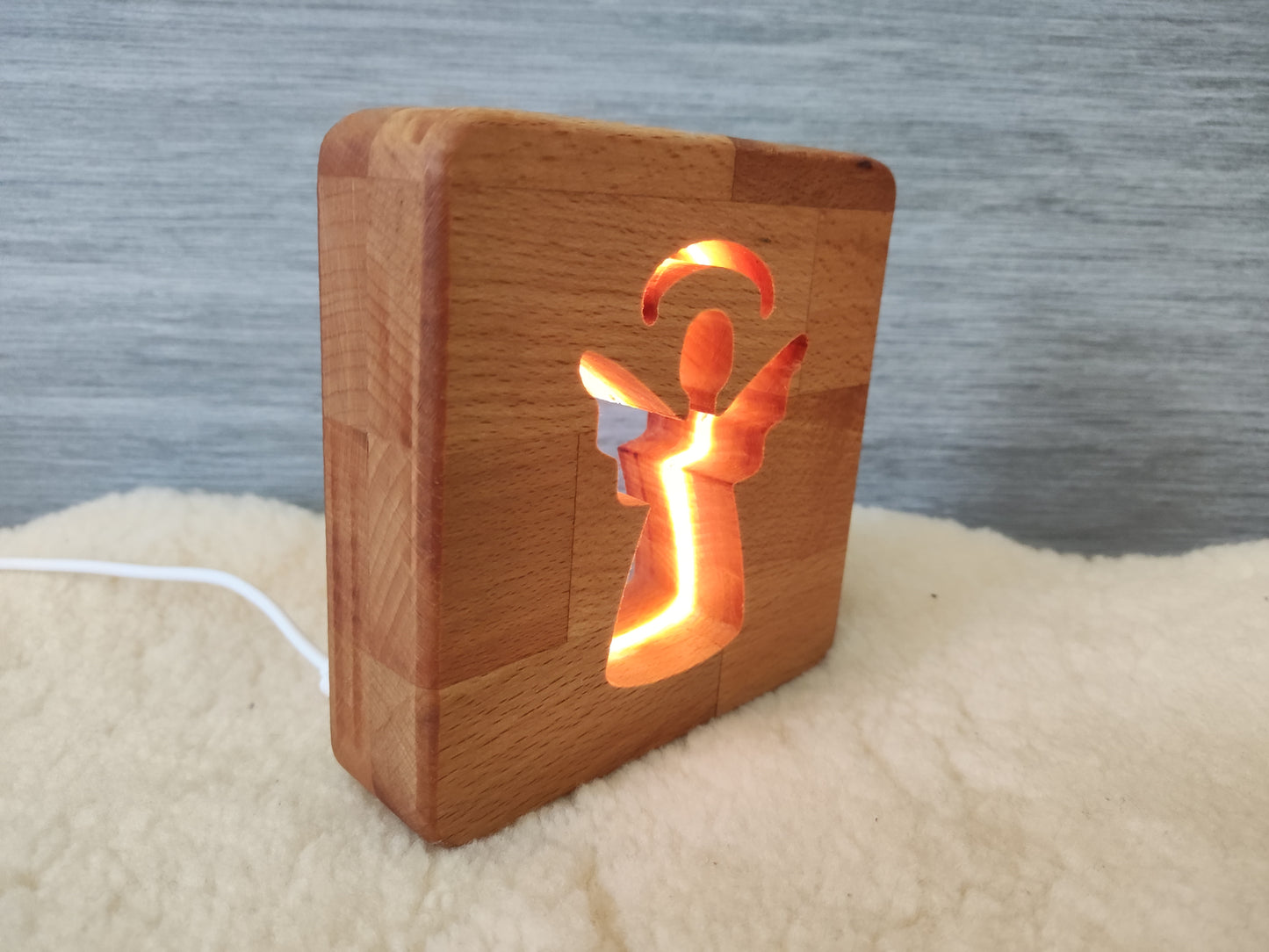 Engel (mittlere Größe) Holz LED Nachtlicht / Dekoration
