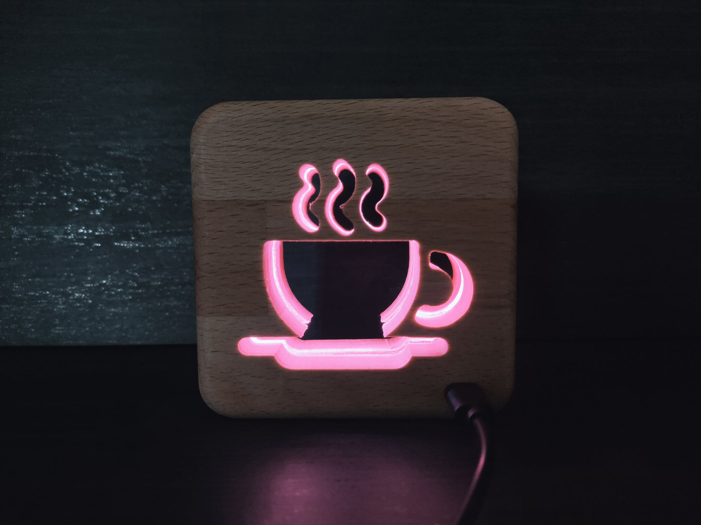 Kaffee / Cafe Holz LED Nachtlicht / Dekoration mit Fernbedienung / Farbsteuerung