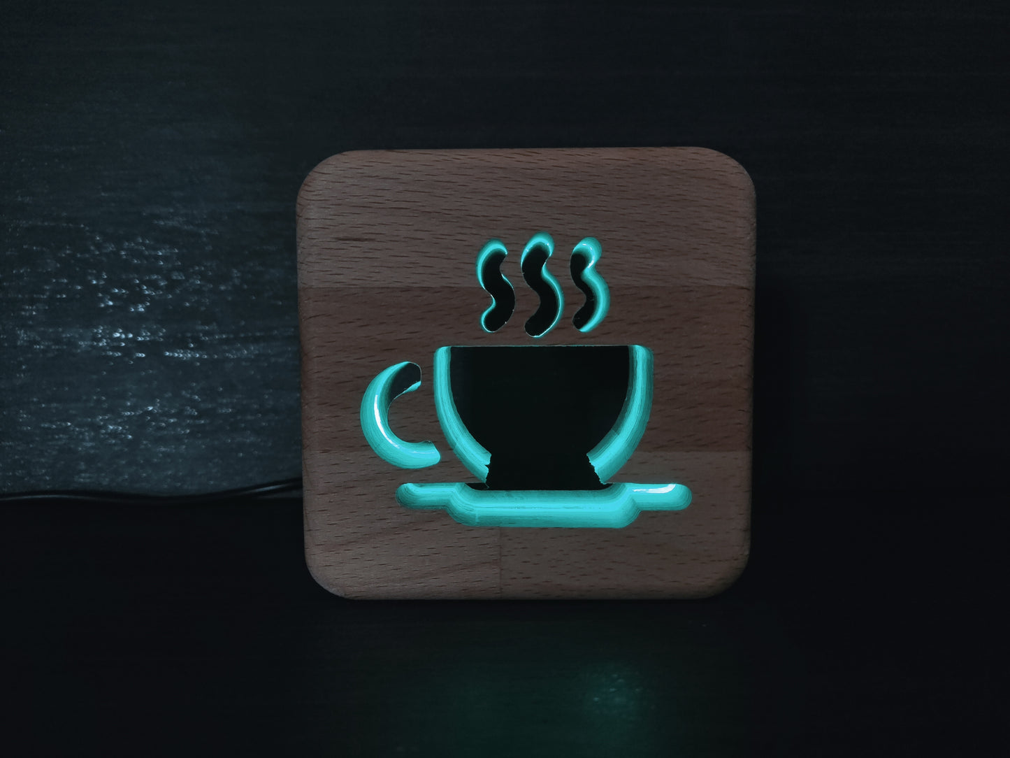 Kaffee / Cafe Holz LED Nachtlicht / Dekoration mit Fernbedienung / Farbsteuerung